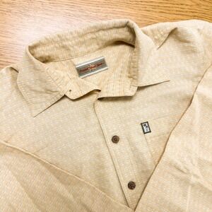 Vintage 90s Original Island Sport Button Down Shirt Size L YELLOW Long Sleeves